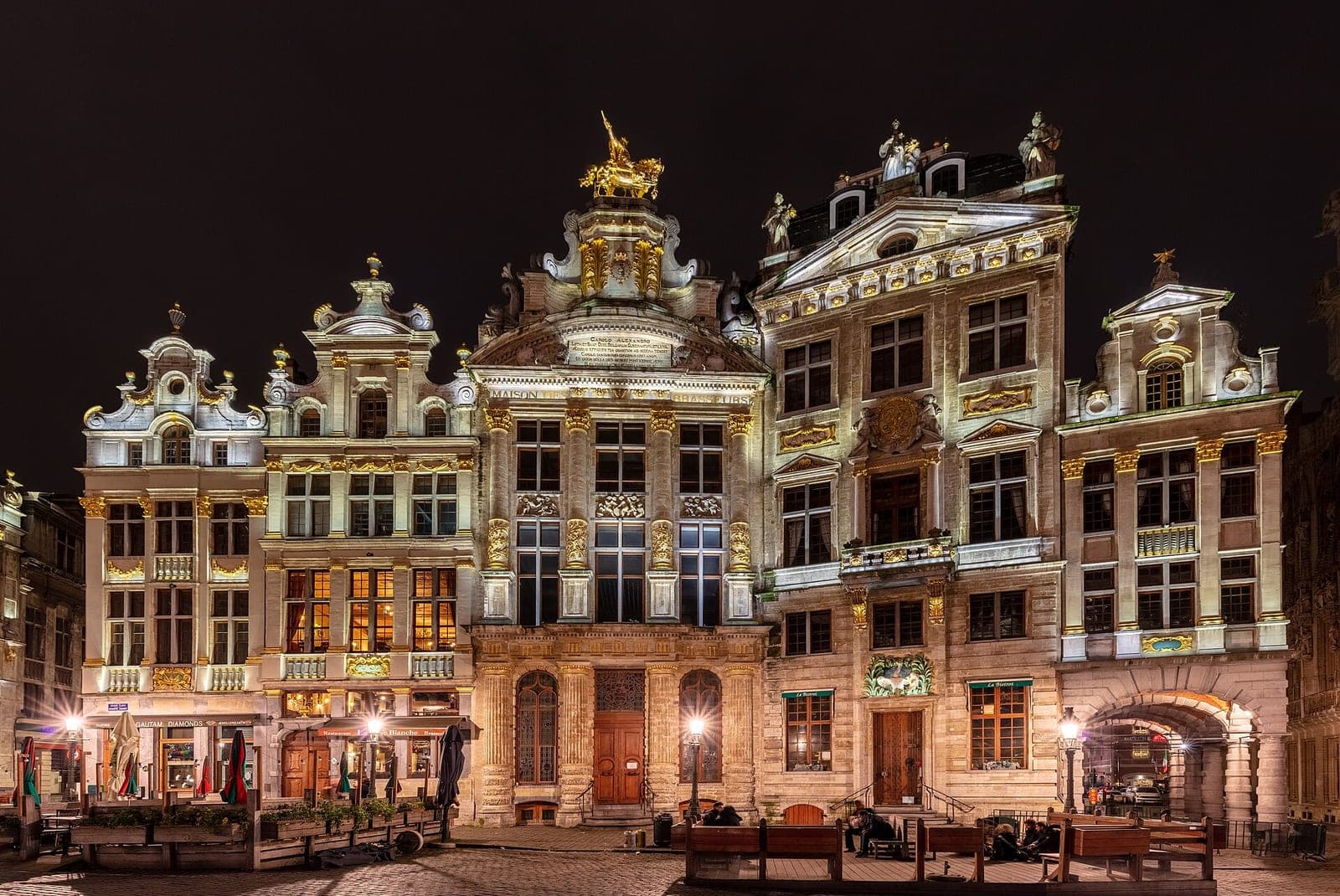 The illuminated Grand Place in Brussels
