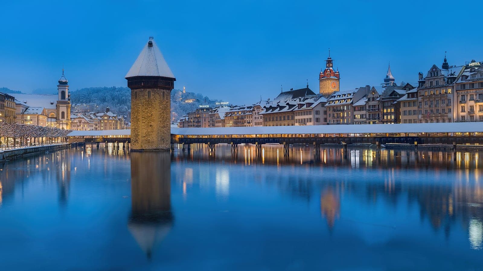 Chapel Bridge and the water tower in Lucerne