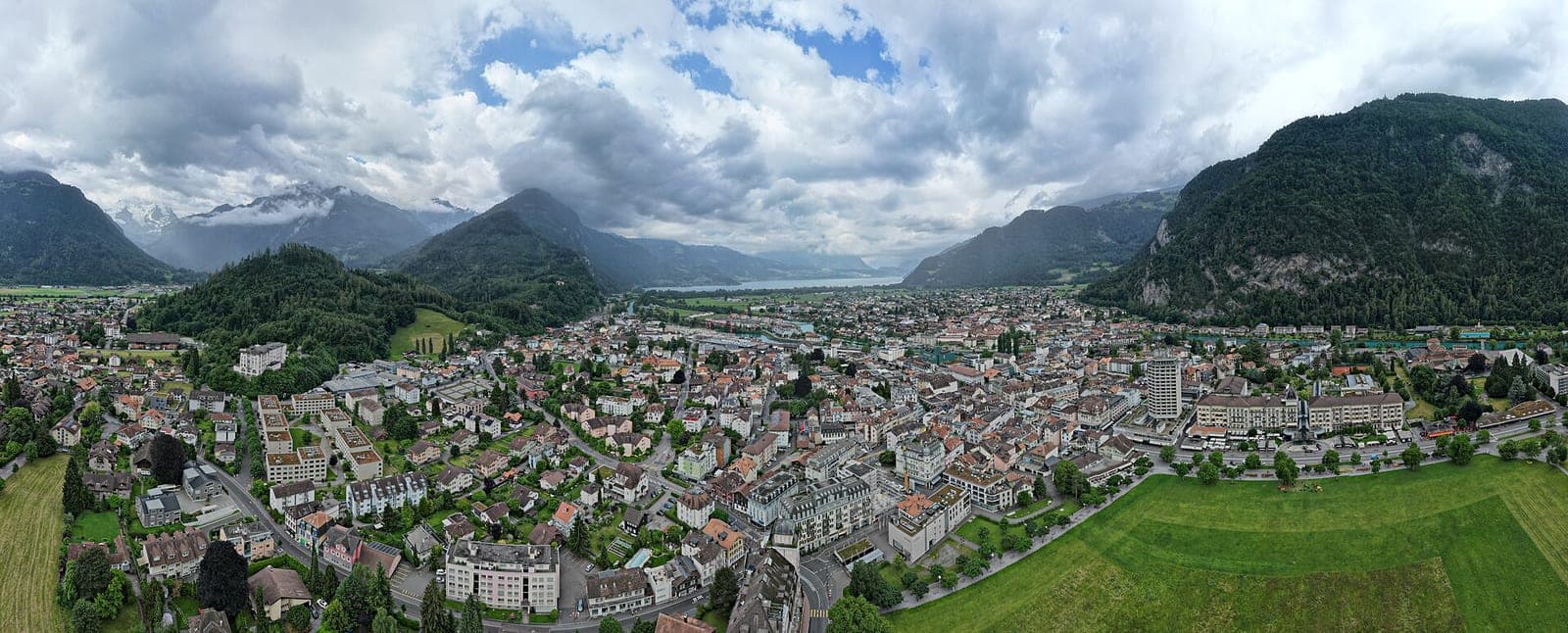 Interlaken beneath the Swiss mountains
