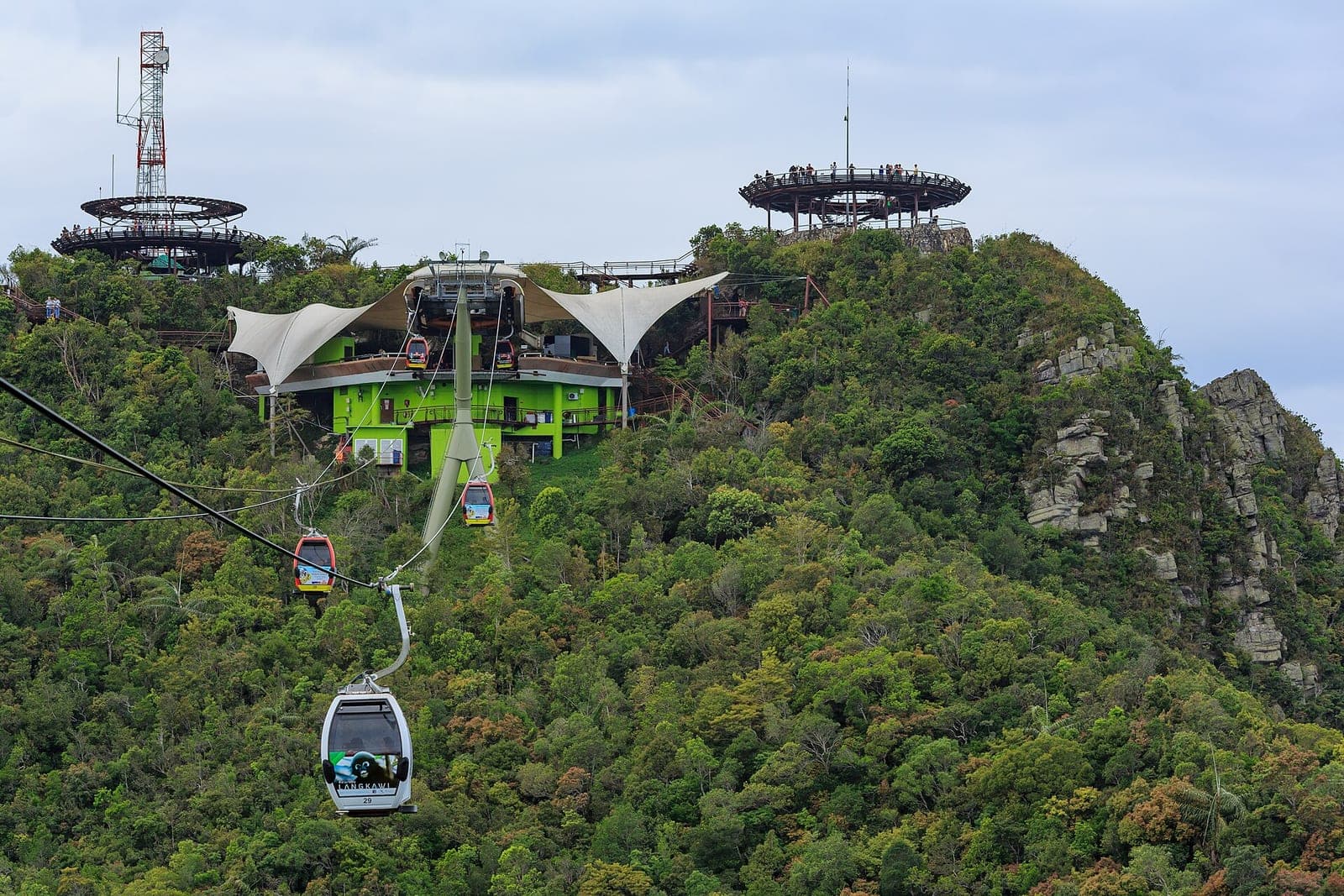 Cable car stations in the hills of Langkawi