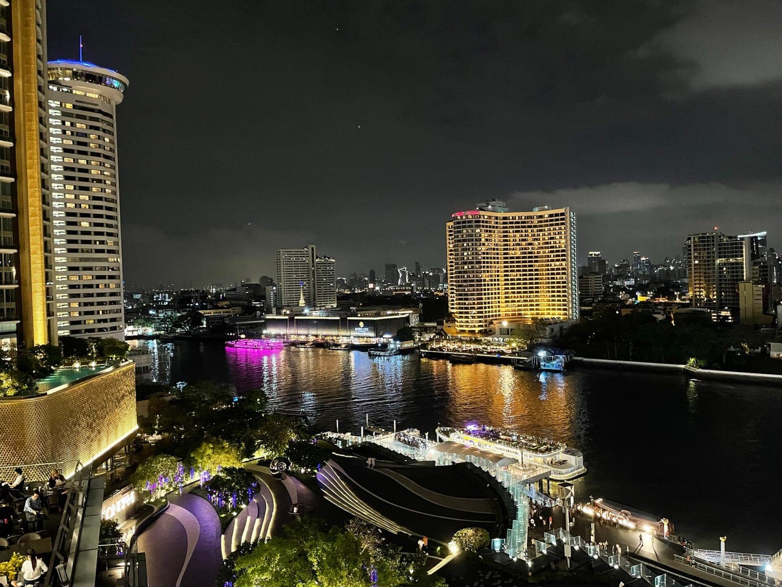 The Chao Phraya River from ICONSIAM at night