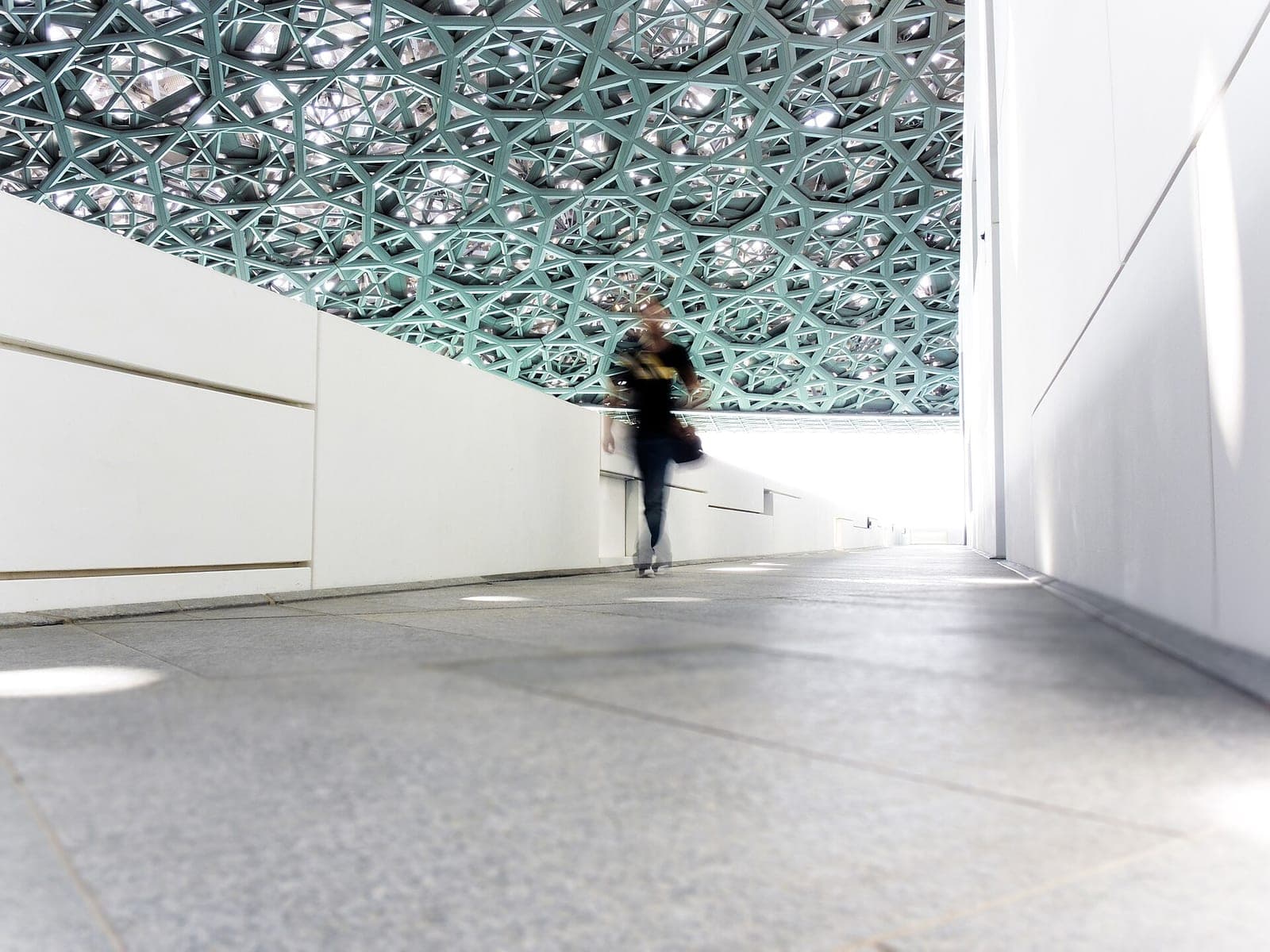 Architecture beneath the dome at Louvre Abu Dhabi