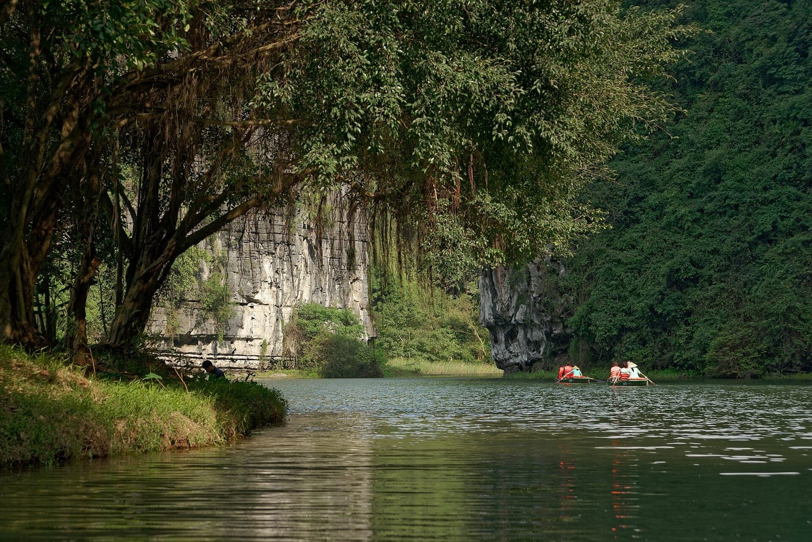 A waterway through Trang An, Ninh Binh