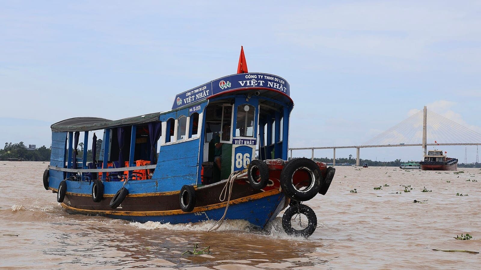 A ferry boat on the Mekong at My Tho